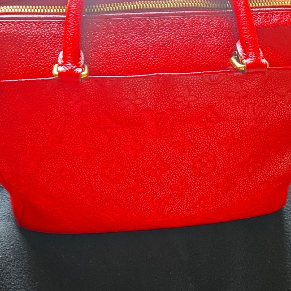 Louis Vuitton Red Tote Bag with Gold Hardware